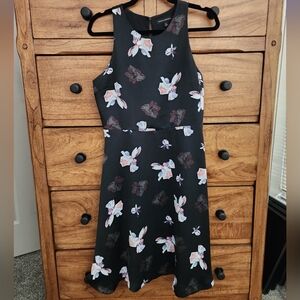 Banana Republic Black Floral Midi Dress